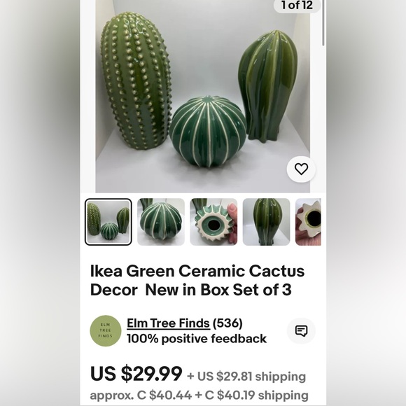 Ikea cactus 🌵 SJÄLSLIGT stoneware pottery set of 3 - Picture 16 of 17